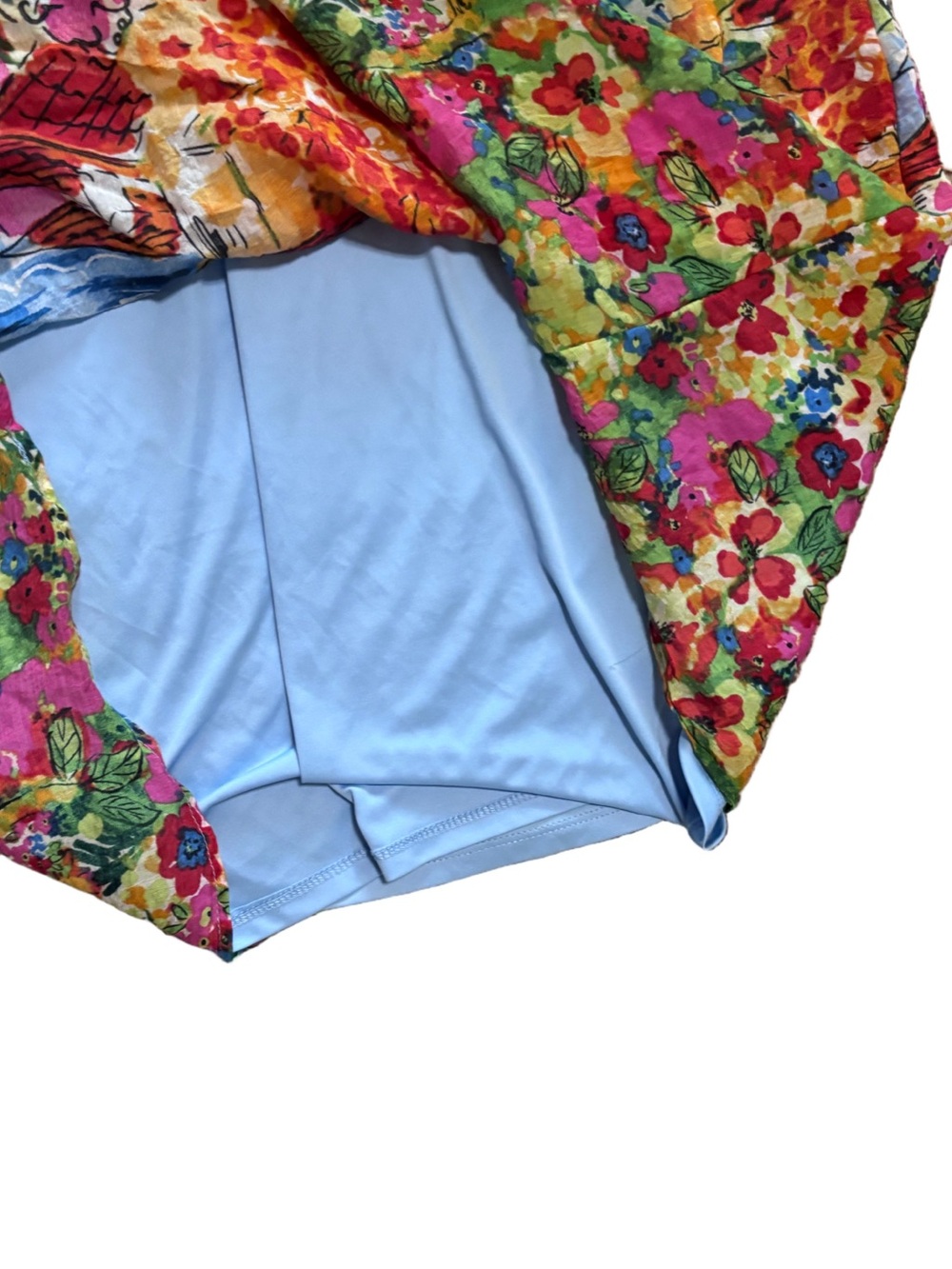 Colorful Coastal Mediterranean Floral Landscape Halter Dress M - Picture 5 of 7